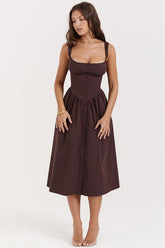 Rich Brown Midi Sundress | Dress In Beauty